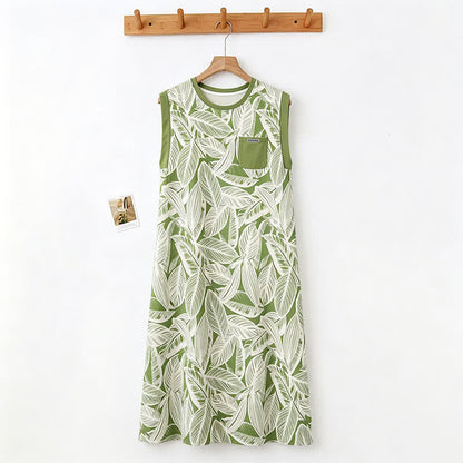 Botanical Cotton Sleeveless Lounge Dress - image 1