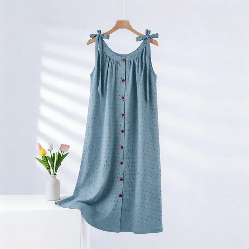 Blue Polka Dot Camisole Nightgown - Blue - XXL - image 0