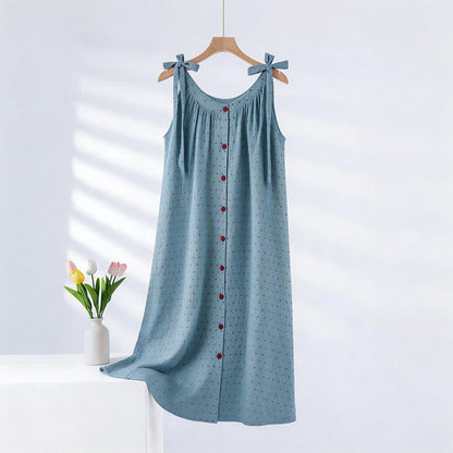 Blue Polka Dot Camisole Nightgown - Blue - XXL - image 0