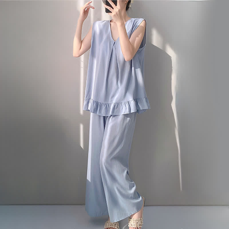 Solid Color Tank & Pants Pajama Set - image 8