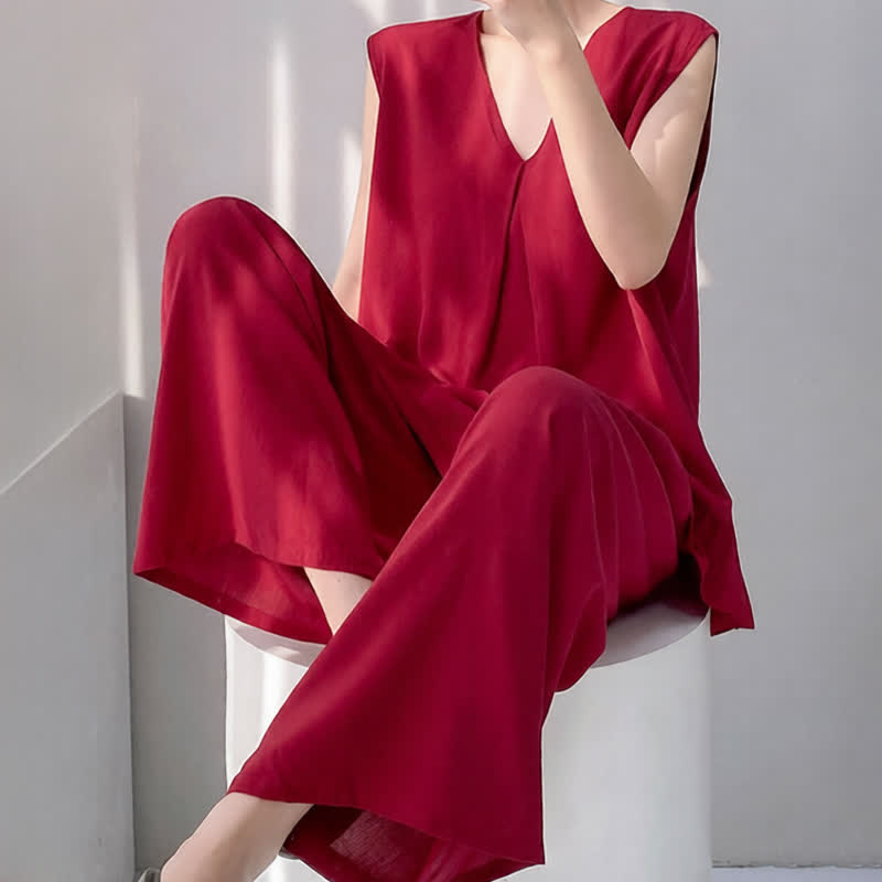 Solid Color Tank & Pants Pajama Set - image 12