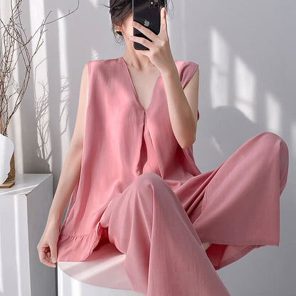 Solid Color Tank & Pants Pajama Set - image 6