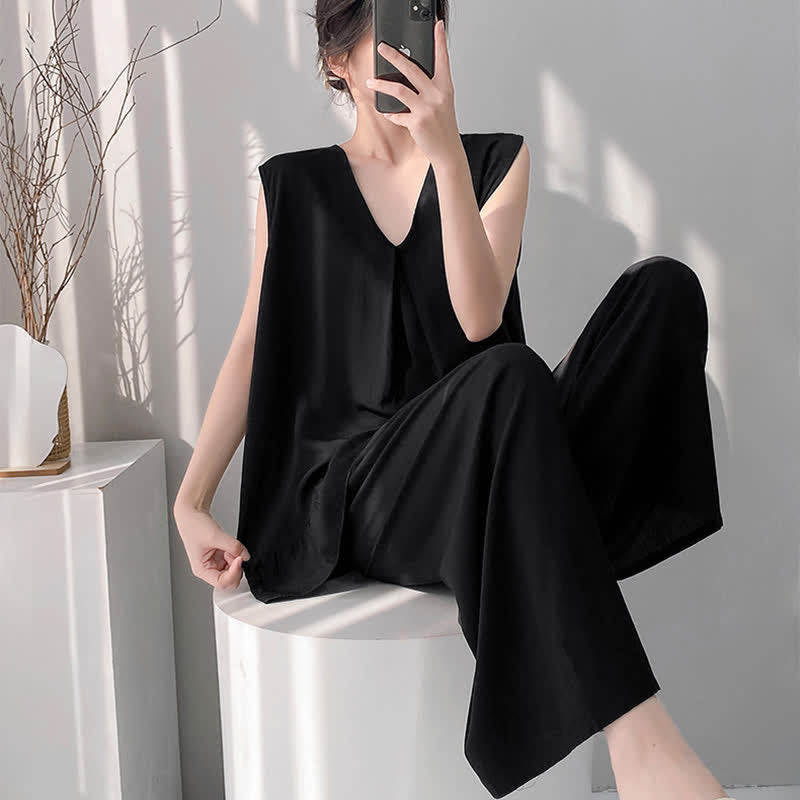 Solid Color Tank & Pants Pajama Set - image 16