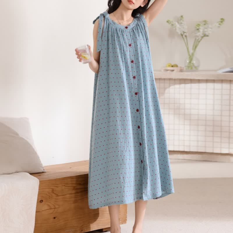 Blue Polka Dot Camisole Nightgown - image 4