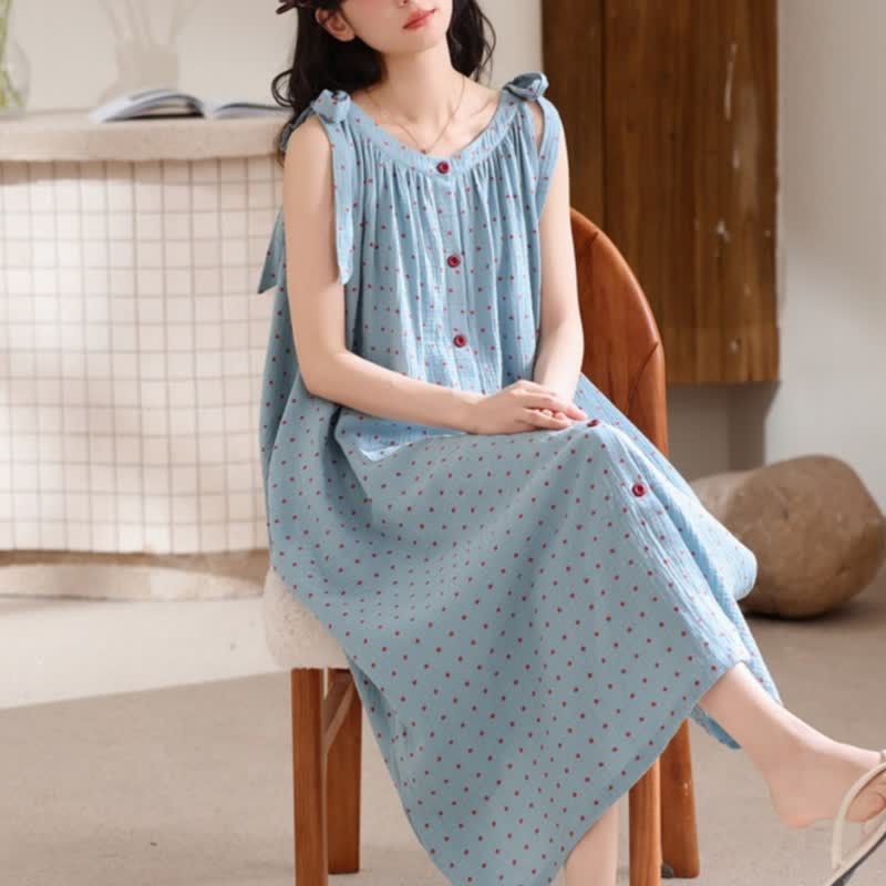 Blue Polka Dot Camisole Nightgown - image 2