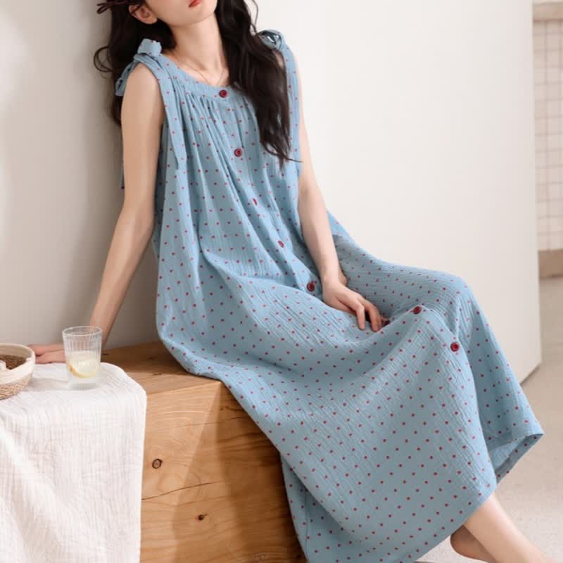 Blue Polka Dot Camisole Nightgown - image 3
