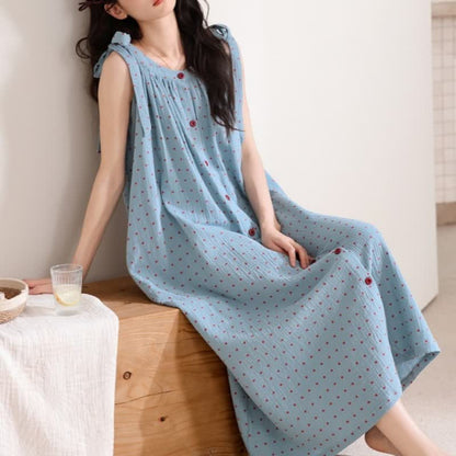 Blue Polka Dot Camisole Nightgown - image 3