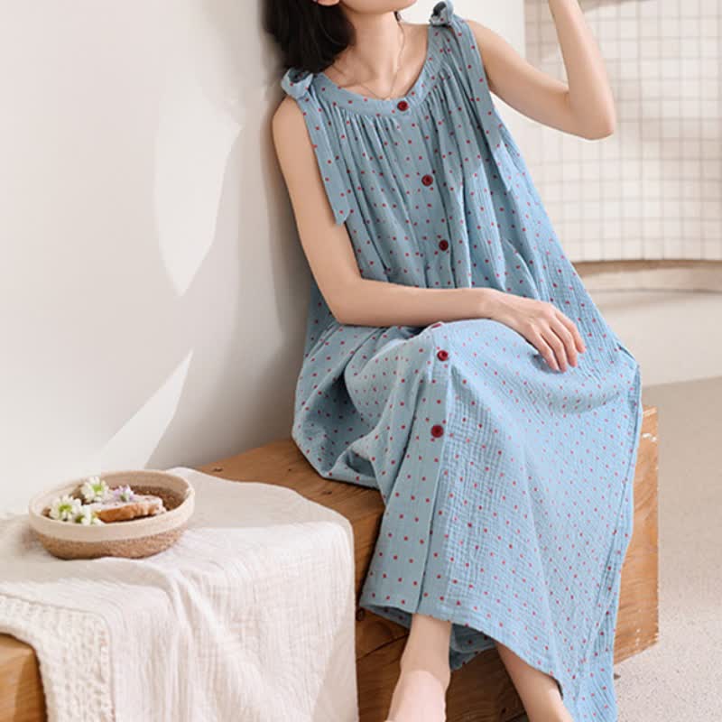 Blue Polka Dot Camisole Nightgown - image 6