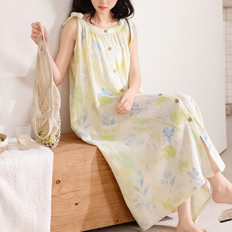 Country-Style Floral & Leaf Camisole Nightgown - image 2
