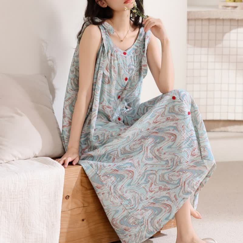 Blue Artistic Wave Camisole Nightgown - image 3