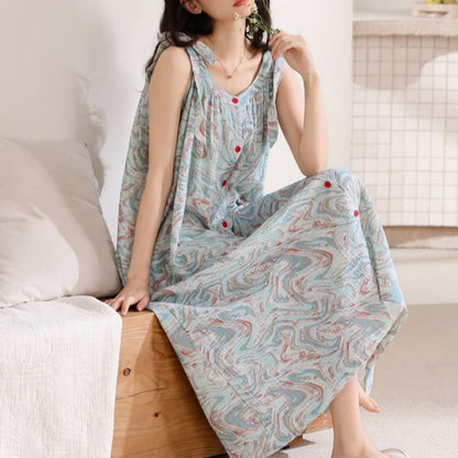 Blue Artistic Wave Camisole Nightgown - image 3