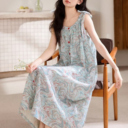 Blue Artistic Wave Camisole Nightgown - image 4