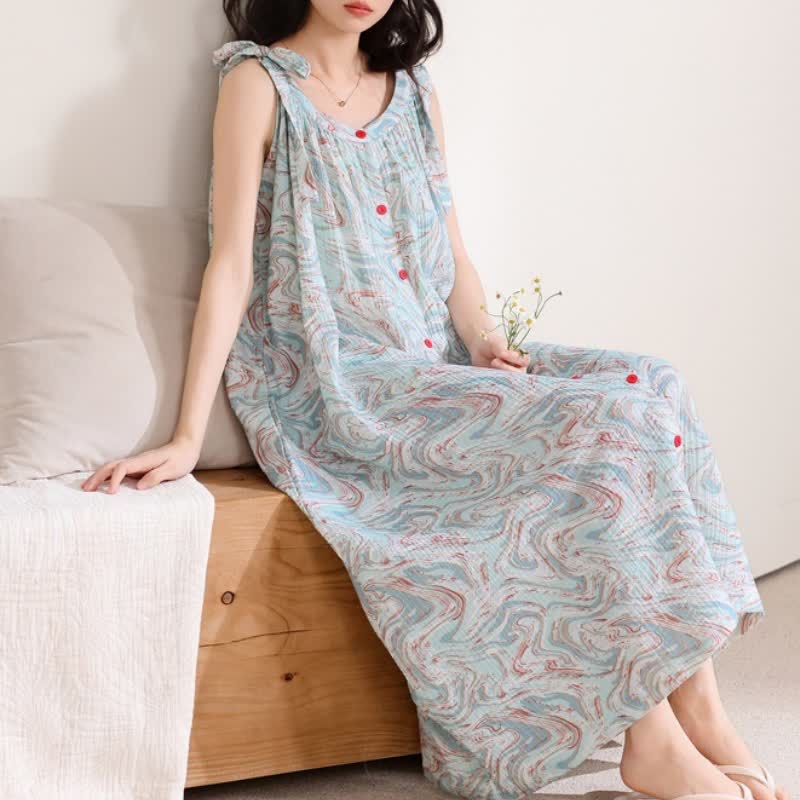 Blue Artistic Wave Camisole Nightgown - image 2