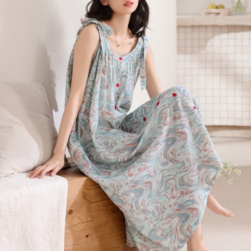 Blue Artistic Wave Camisole Nightgown - image 5