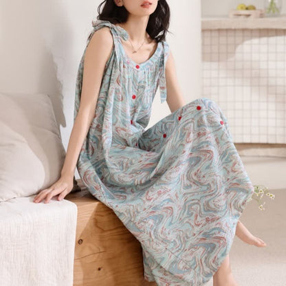Blue Artistic Wave Camisole Nightgown - image 5