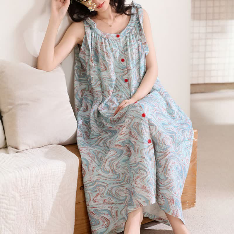 Blue Artistic Wave Camisole Nightgown - image 6