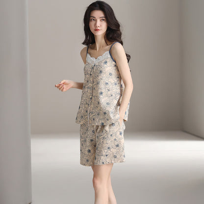 Artistic Line Floral Sleeveless Pajama Set - image 1