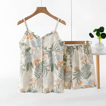 Botanical Leaf Sleeveless Pajama Set - image 1