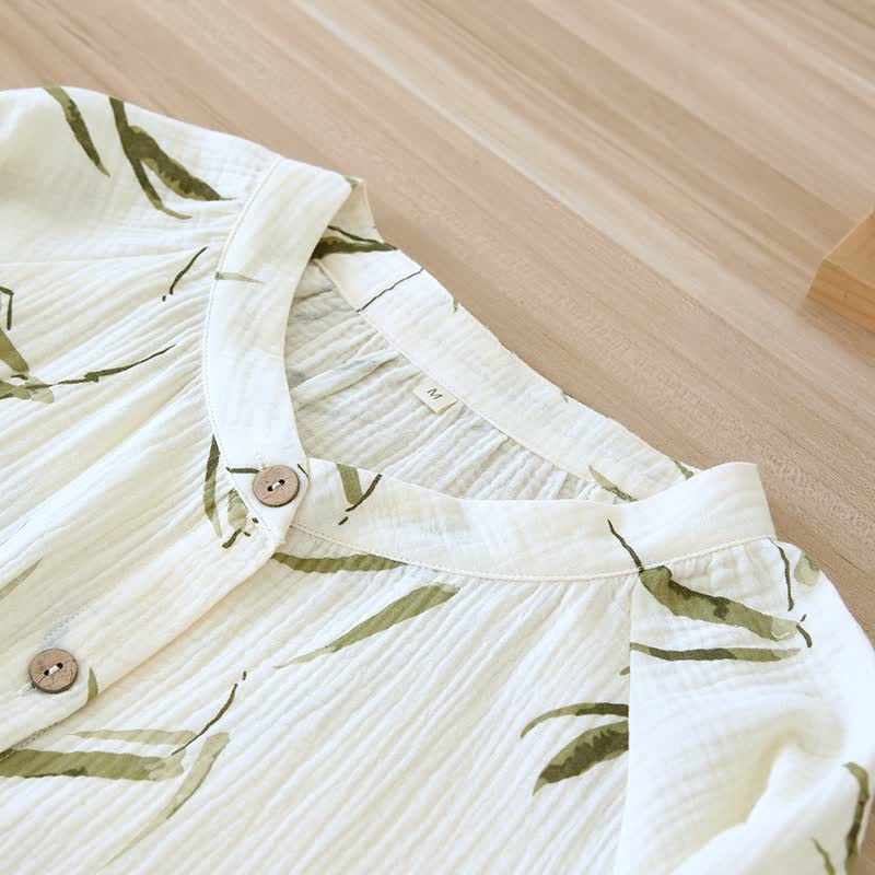 Botanical Bamboo Print Cotton Pajama Set - image 4