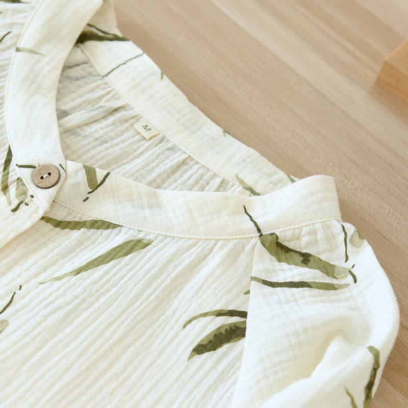 Botanical Bamboo Print Cotton Pajama Set - image 5