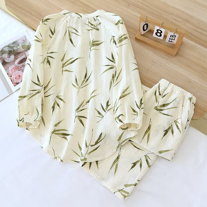Botanical Bamboo Print Cotton Pajama Set - image 2