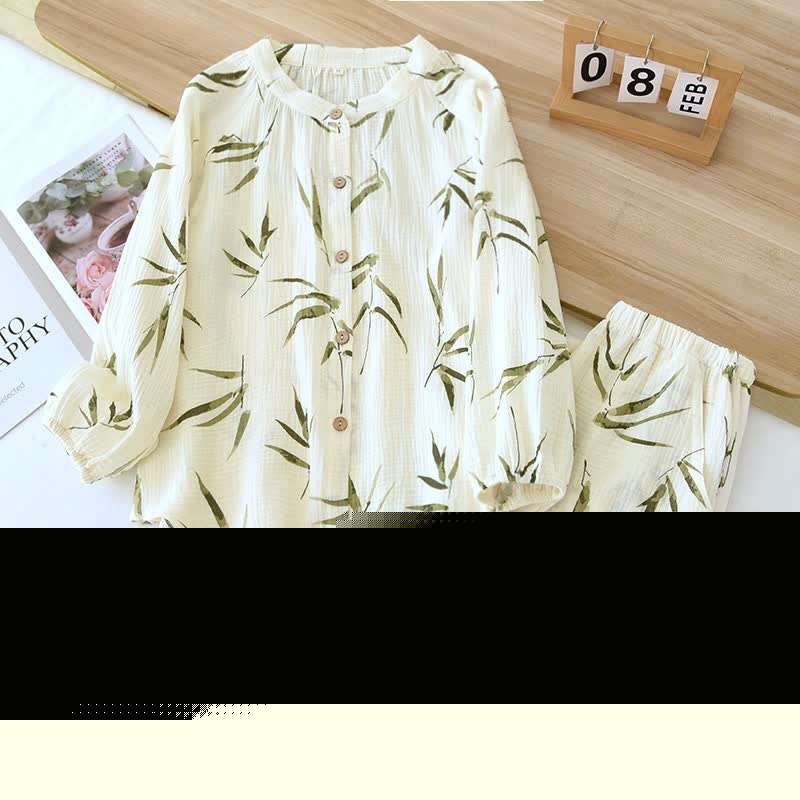 Botanical Bamboo Print Cotton Pajama Set - image 1
