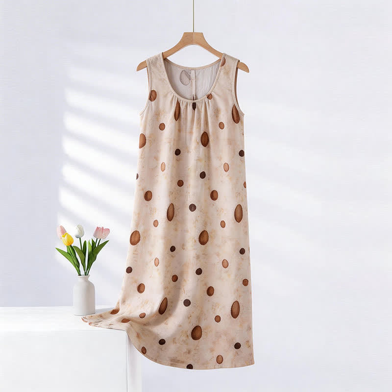 Artistic Round Print Sleeveless Cami Nightgown - Oatmeal - XXL - image 0