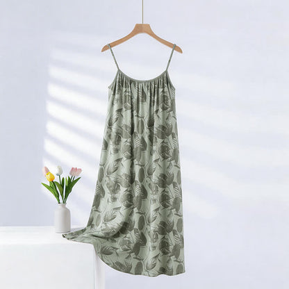 Artistic Green Leaf Camisole Nightgown - Light Green - XXL - image 0