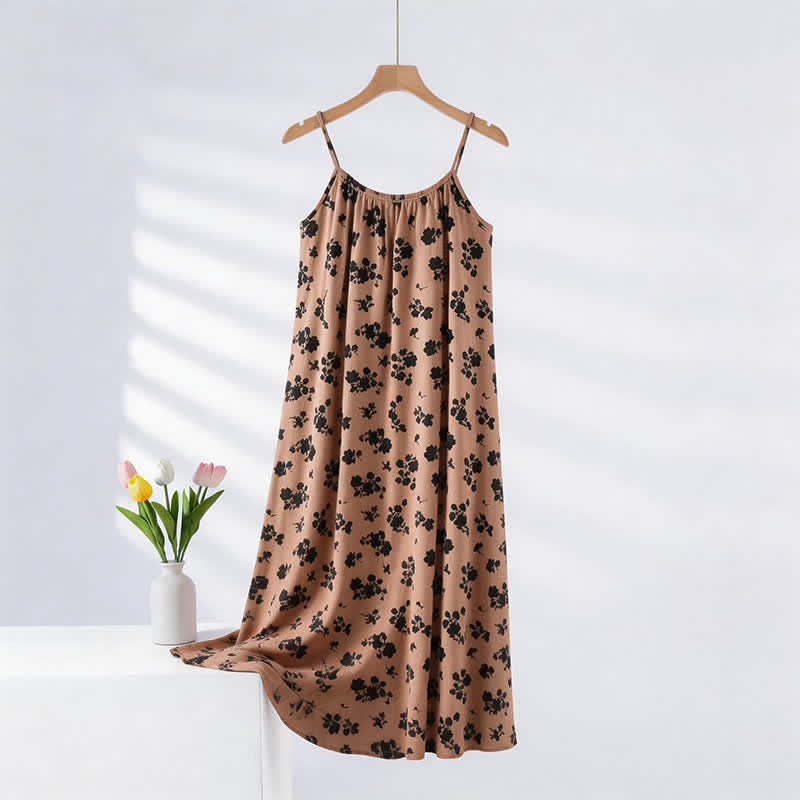 Vintage Floral Print Camisole Nightgown - Apricot - XXL - image 0
