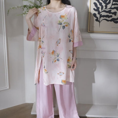 Butterfly & Floral Eastern-Inspired Loungewear Set - image 1