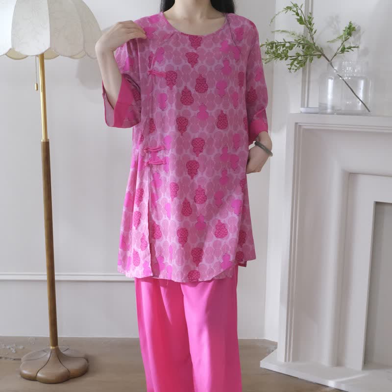 Gourd Print Eastern-Inspired Loungewear Set - image 2