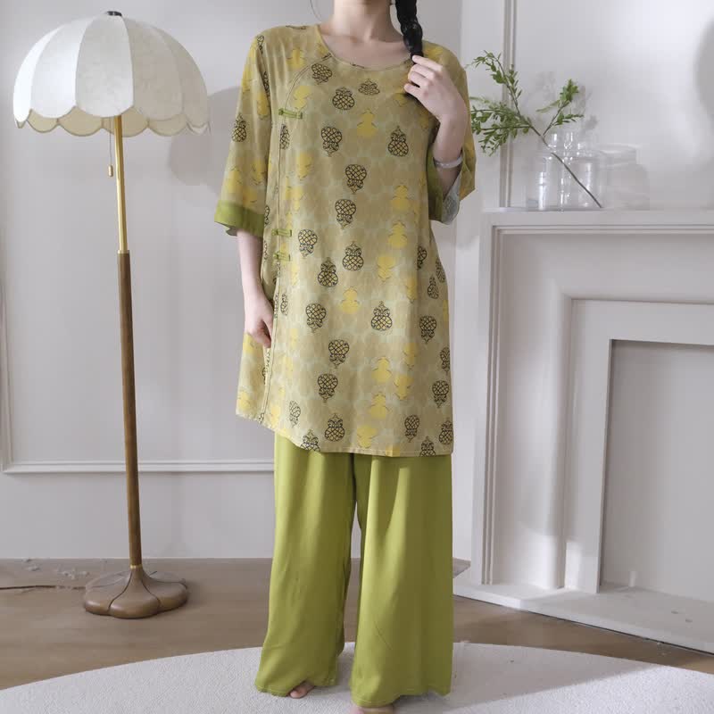 Gourd Print Eastern-Inspired Loungewear Set - image 8