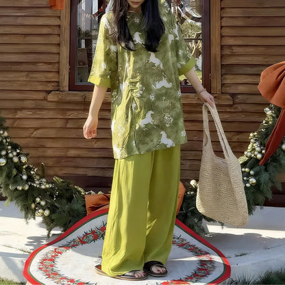 Horse Print Eastern-Inspired Loungewear Set - image 4