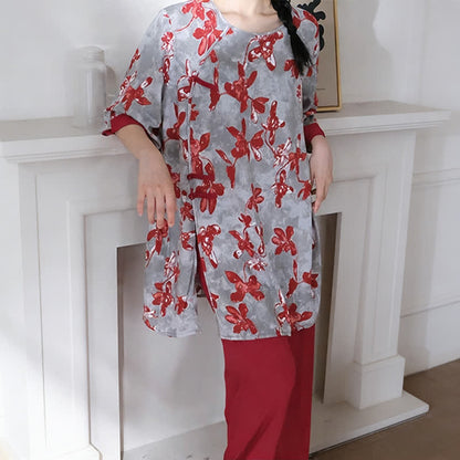 Vintage Floral Eastern-Inspired Loungewear Set - image 4