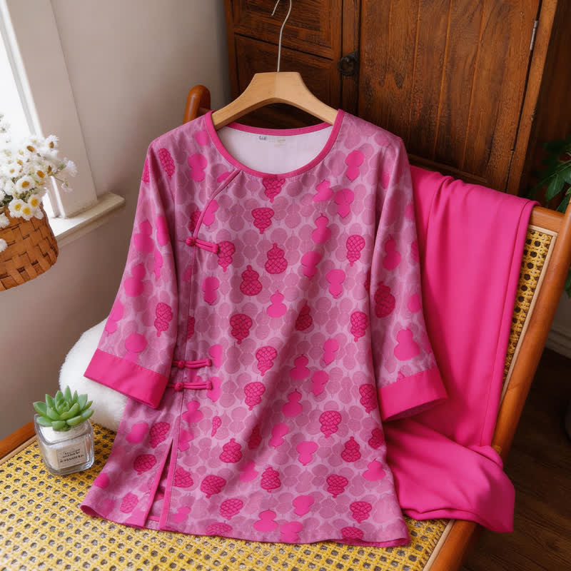 Gourd Print Eastern-Inspired Loungewear Set - image 5