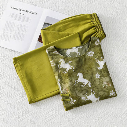 Horse Print Eastern-Inspired Loungewear Set - image 9
