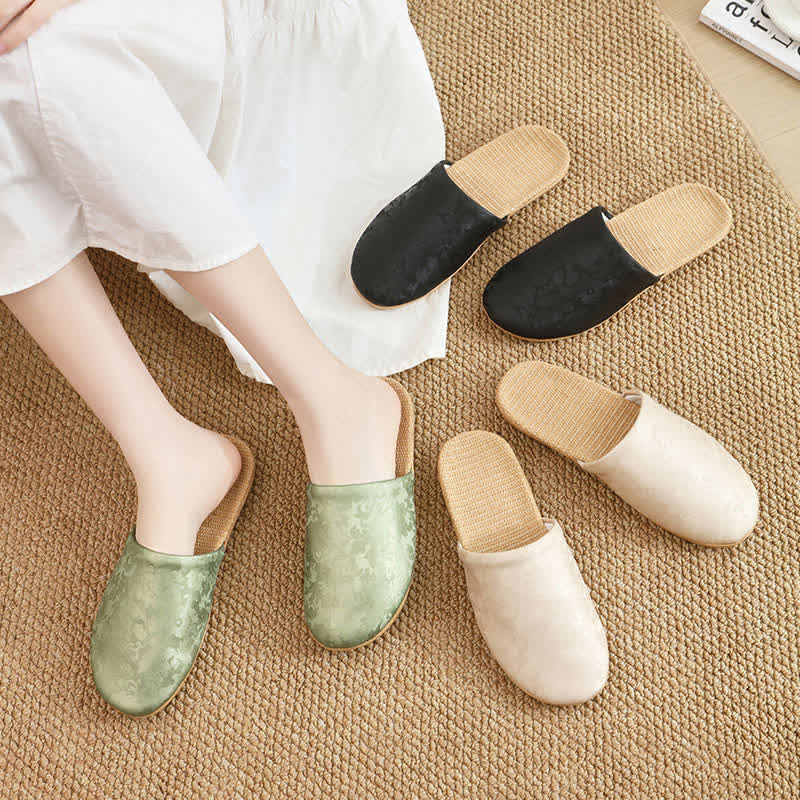 Elegant Jacquard Print Linen House Slippers - image 0