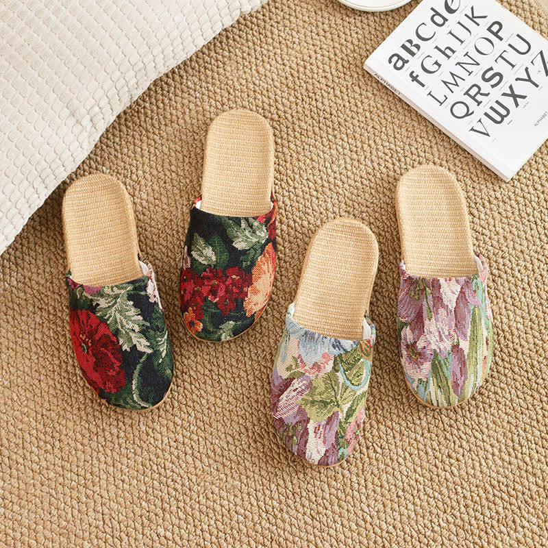 Bohemian Style Linen House Slippers - image 4