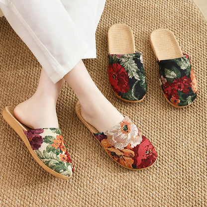 Bohemian Style Linen House Slippers - image 2