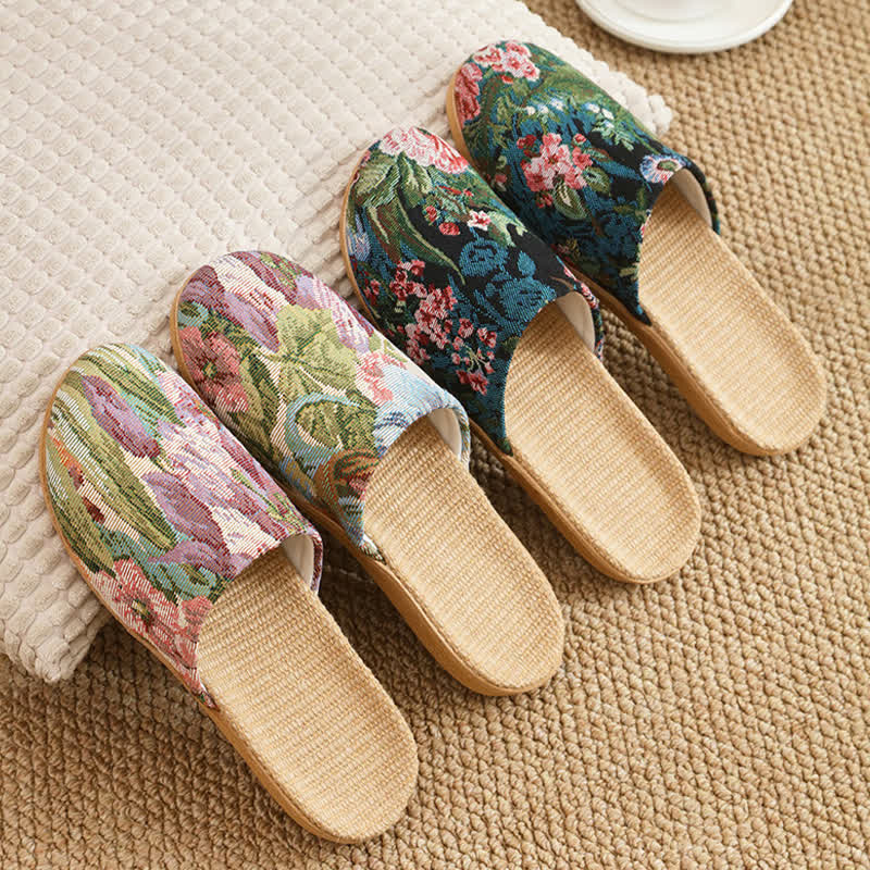 Bohemian Style Linen House Slippers - image 3