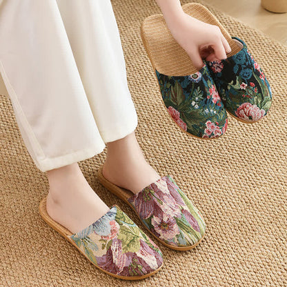 Bohemian Style Linen House Slippers - image 1
