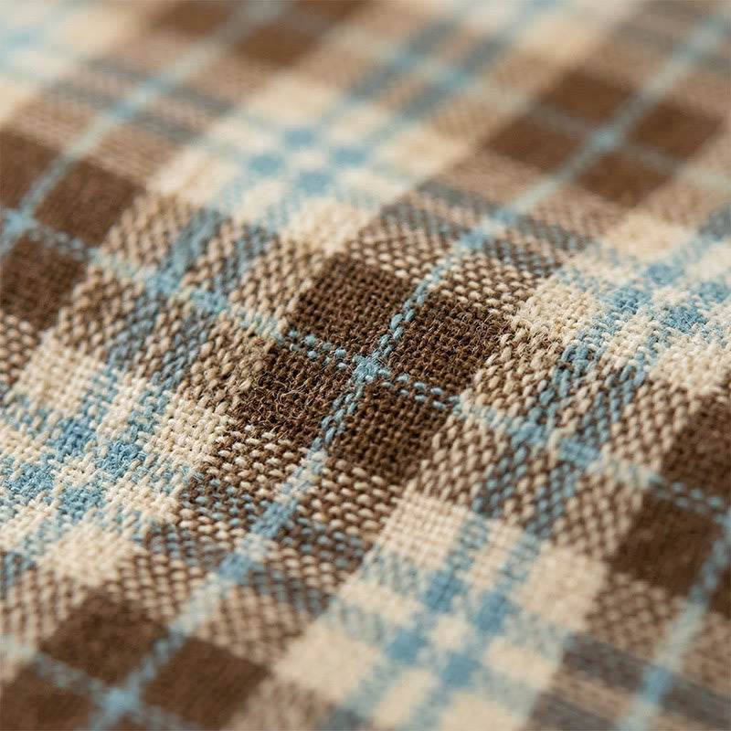 Vintage Plaid Button Cotton Pillowcases (2PCS) - image 1