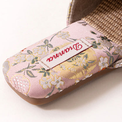Chinoiserie Embroidered Satin House Slippers - image 7