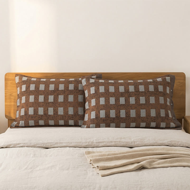 Modern Jacquard Cotton Pillowcases(2PCS) - Grey - 52cm x76cm - image 0