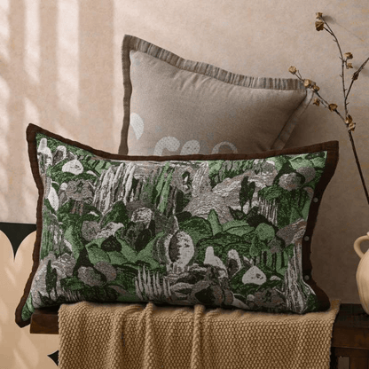 Jacquard Forest Button Cotton Pillowcases (2PCS) - Green&Brown - 80cm x 54cm - image 0