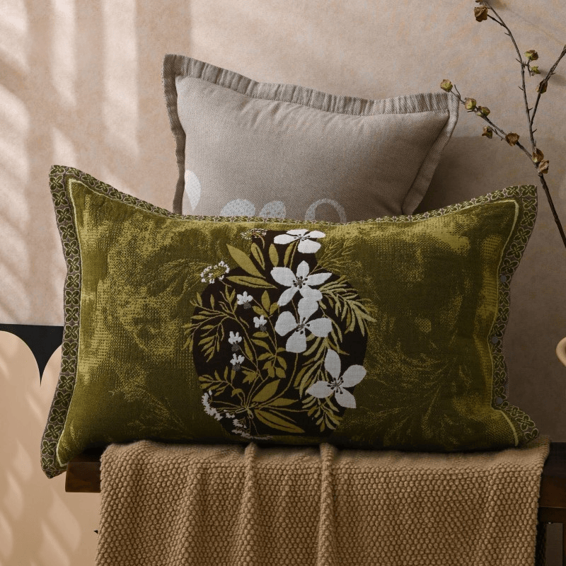 Pure Cotton Jacquard Flower Pillowcases (2PCS) - Green - 80cm x54cm - image 0
