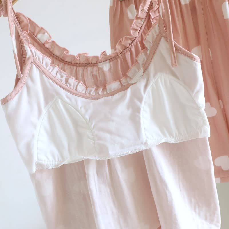 Cotton Double Gauze Heart Cami Pajamas - image 9