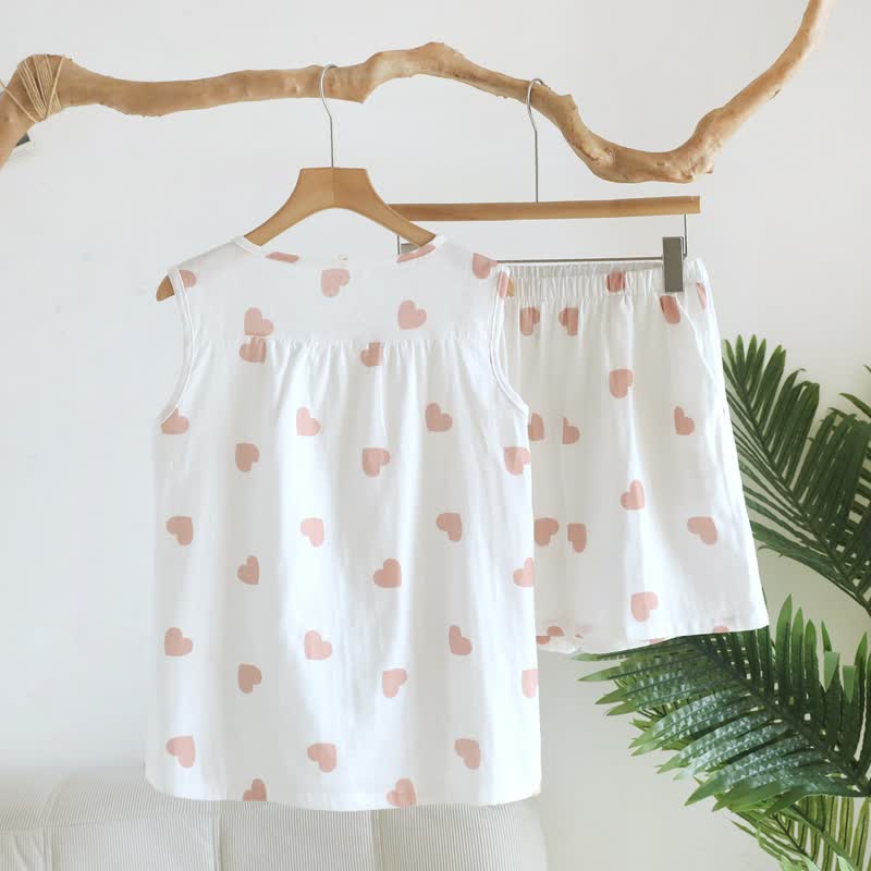 Cotton Double Gauze Heart Tank Pajamas - image 5