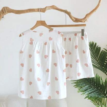 Cotton Double Gauze Heart Tank Pajamas - image 5