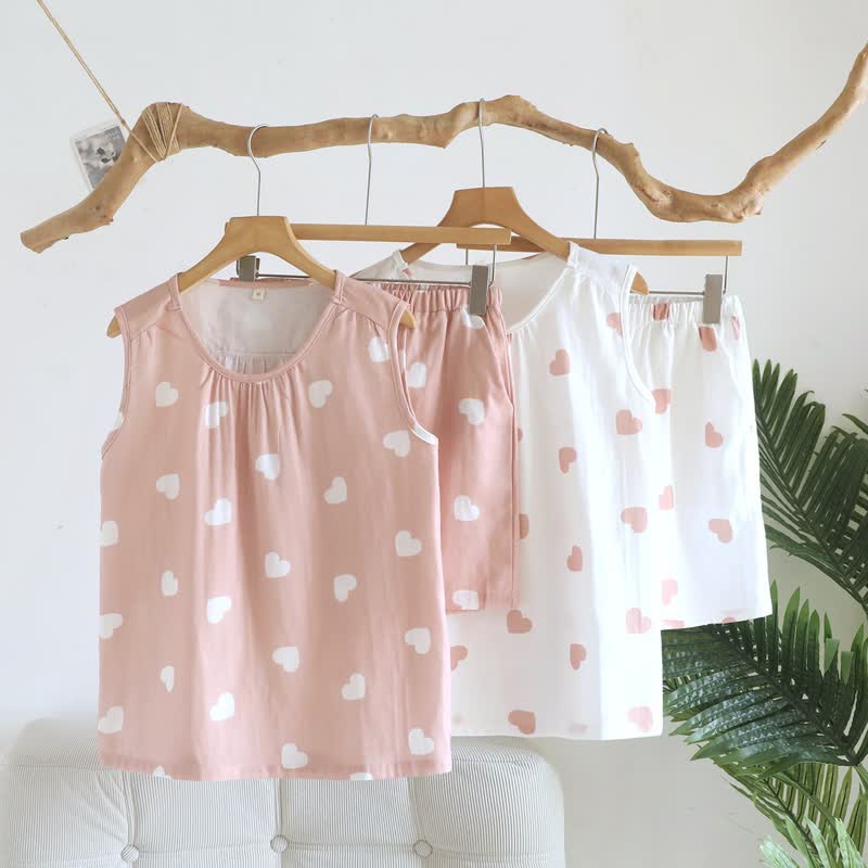 Cotton Double Gauze Heart Tank Pajamas - image 2